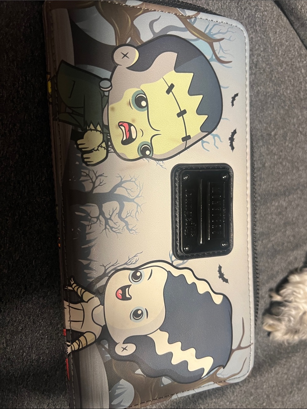 Loungefly Cream, Black & Yellow Frankenstein and Bride Wallet